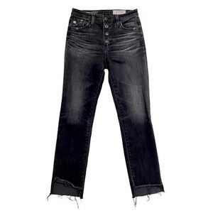 AG Adriano Goldschmied Isabelle Button Up Black High Rise Ankle Crop Jeans